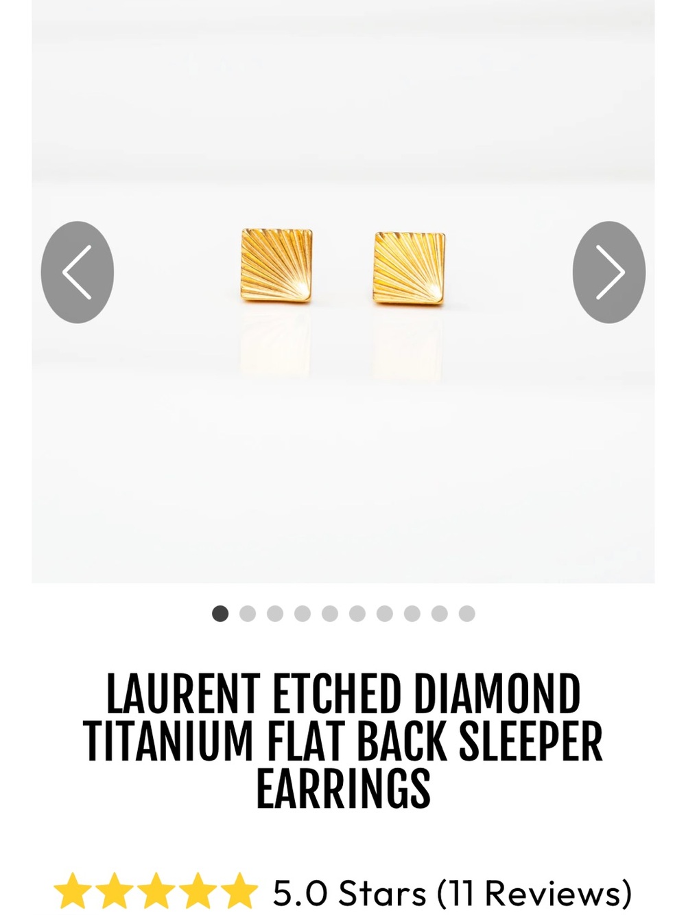 Pair of Etched Diamond Titanium Flat Back Sleeper Earrings - Gold